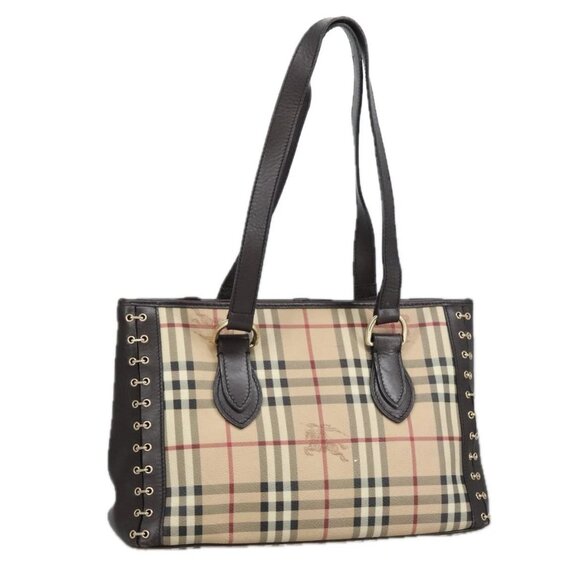 BURBERRY Nova Check Shoulder Bag PVC Beige Auth - Picture 1 of 16